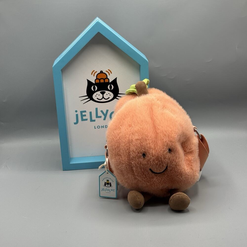 Jellycat Amuseables Peach Shoulder Bag 8" Authentic US Seller NEW